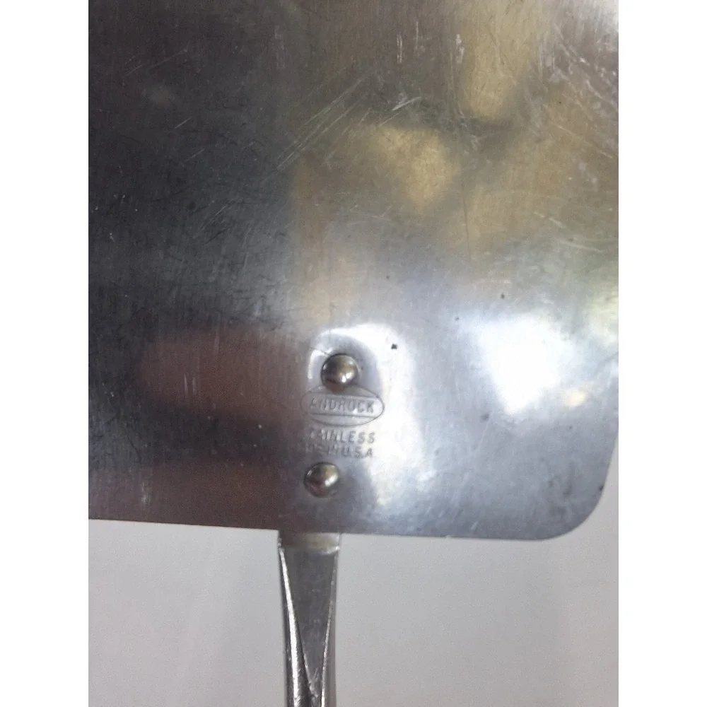 Vintage Androck Stainless Steel Spatula Black Handle Solid Turner Made in USA